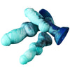 Blau-Grün-Farbverlauf Silikon Knotted Huge Fantasy Dildo
