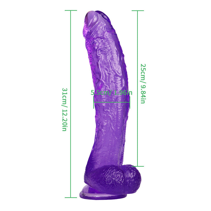 12 Zoll großer violetter Jelly-Dildo mit krummem Mund