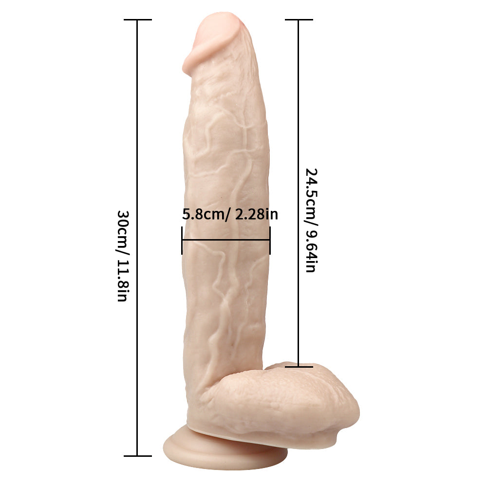 Großer, grober, hautfarbener Dildo