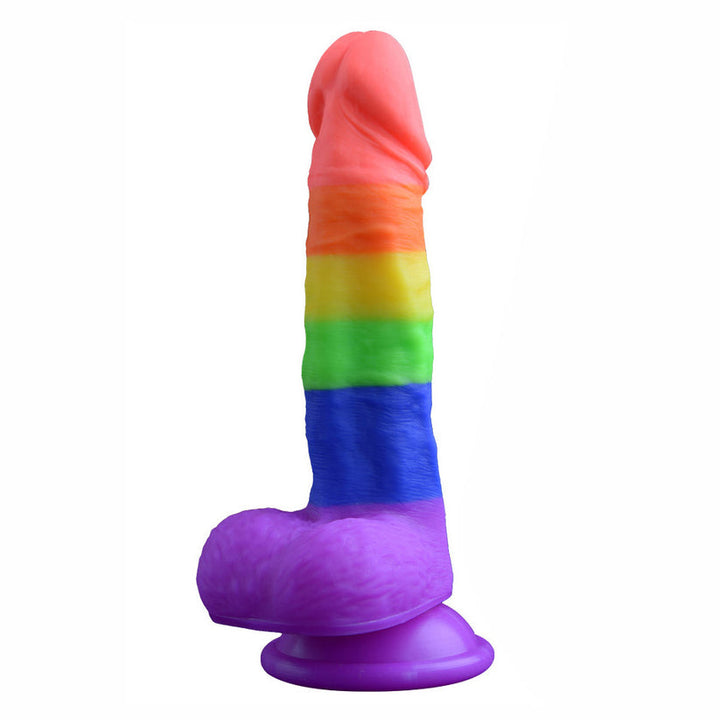 Analdildo mit Saugnapf aus Silikon in Regenbogenfarben