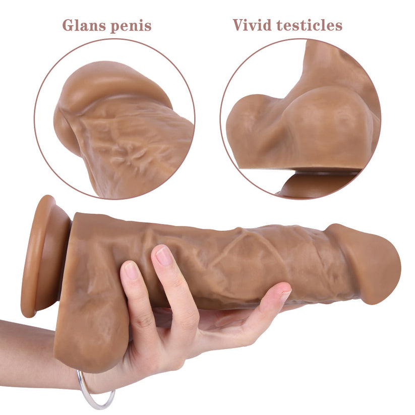 Brauner, gebogener, realistischer Silikondildo