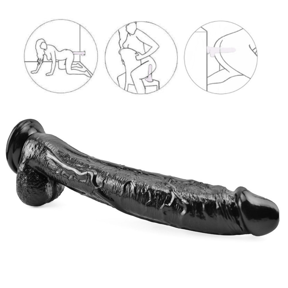 10 Zoll schwarzer Dildo mit krummem Mund