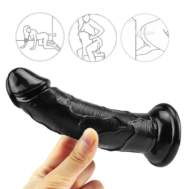 6 Zoll schwarzer Dildo gebogen