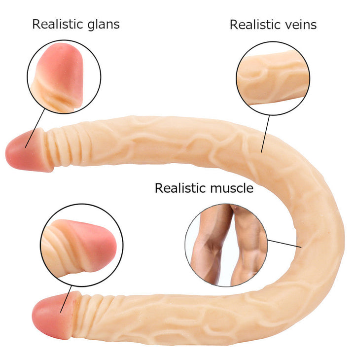Doppelkopf-Dildo in Hautfarbe, 22 Zoll
