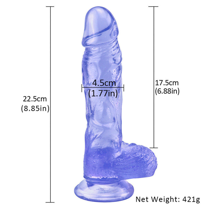 Blauer Jelly-Dildo mit realistischem Saugnapf