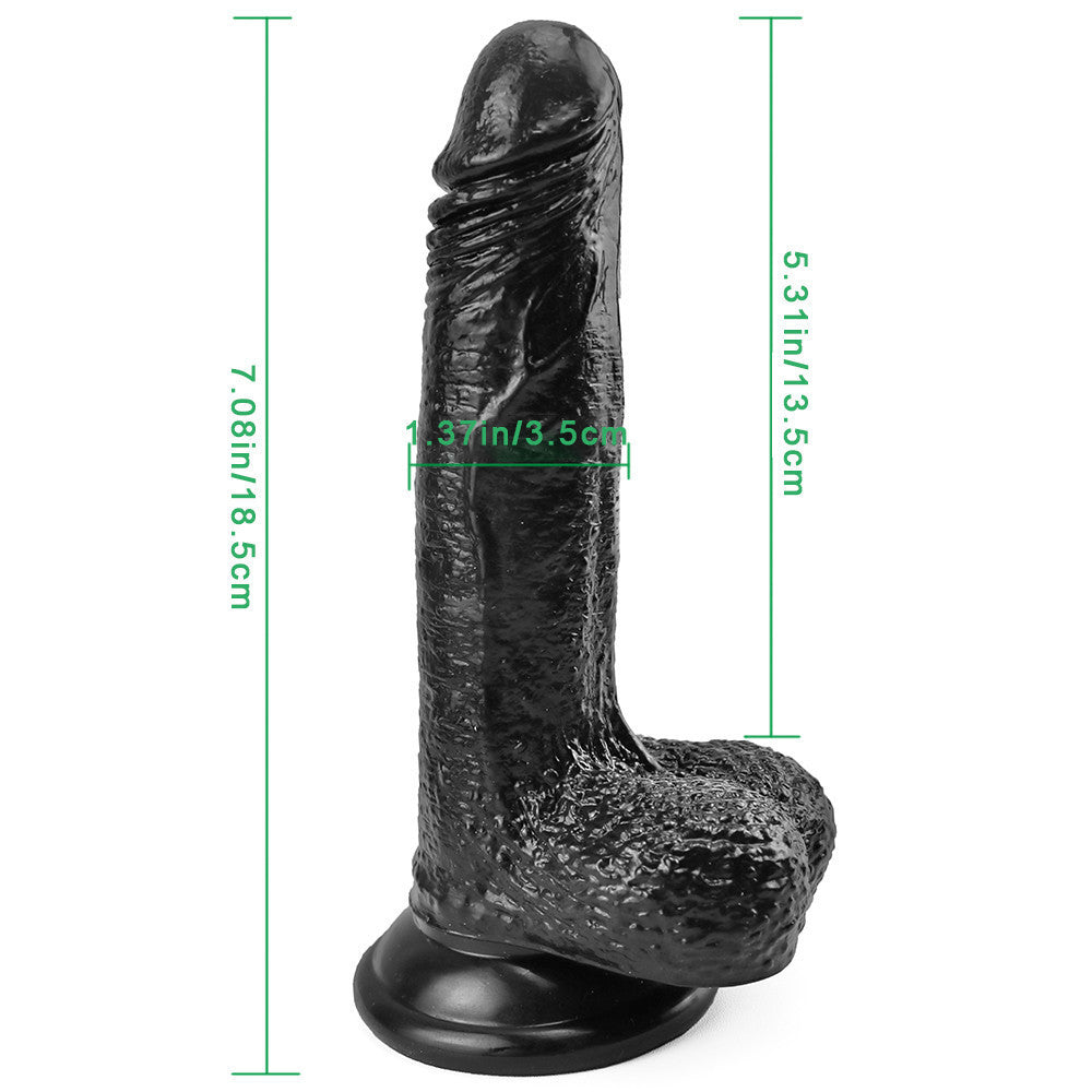 7 Zoll schwarzer Dildo mit Saugnapf