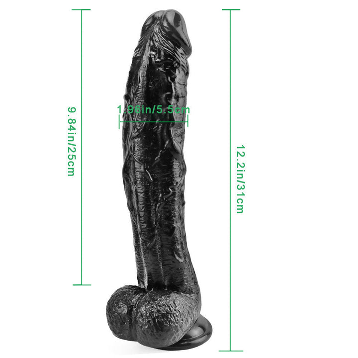 10 Zoll schwarzer Dildo mit krummem Mund