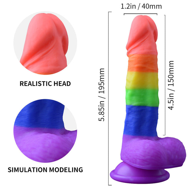 Analdildo mit Saugnapf aus Silikon in Regenbogenfarben