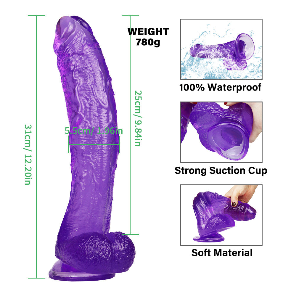 10 Zoll lila Dildo mit krummem Mund