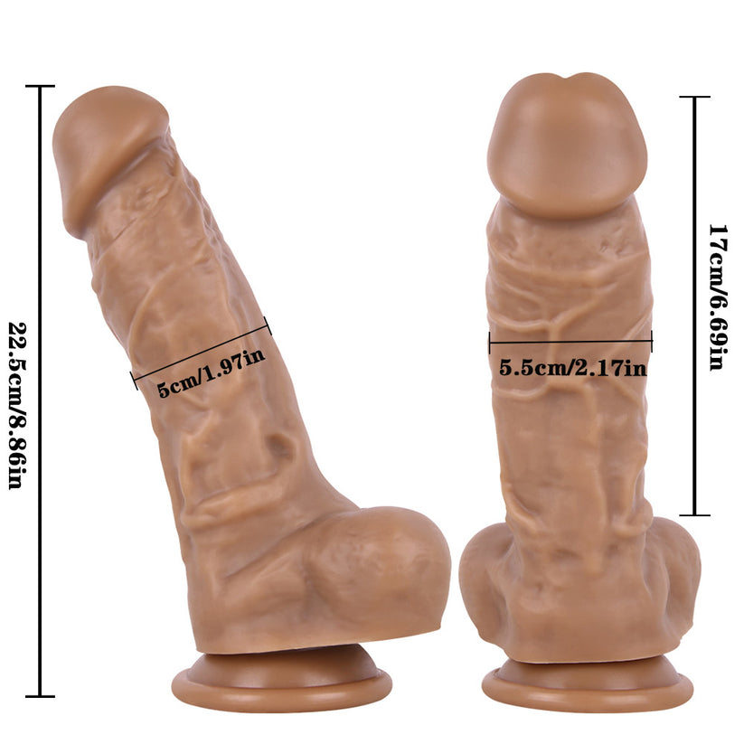 Brauner, gebogener, realistischer Silikondildo