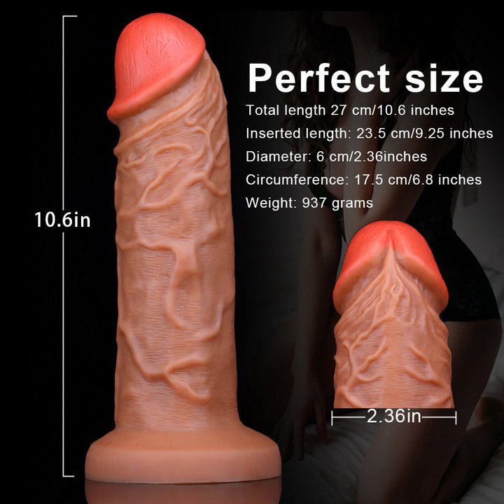 Dicker, großer, realistischer Dildo aus Silikon mit roter Eichel