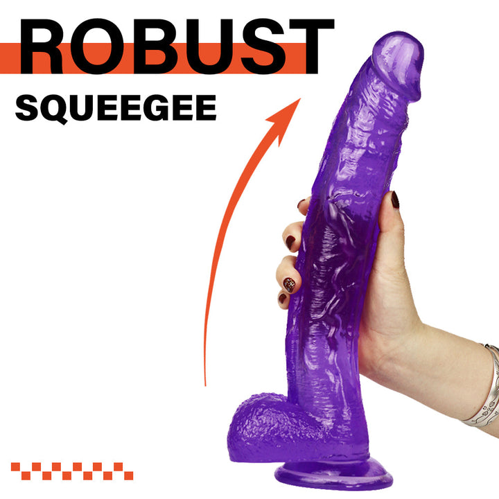 12 Zoll großer violetter Jelly-Dildo mit krummem Mund