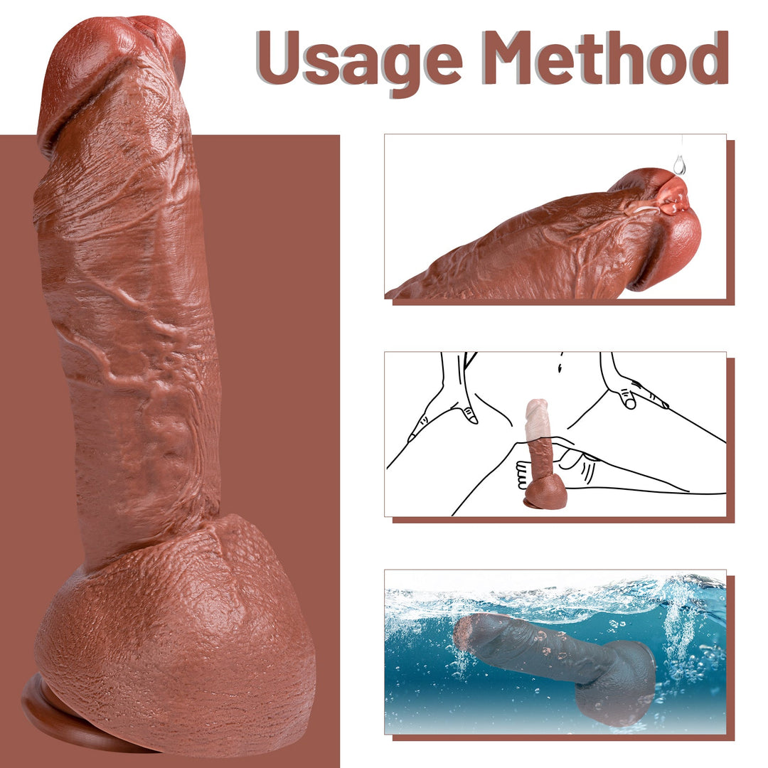 10 Zoll realistischer Dildo mit Saugnapf in Braun