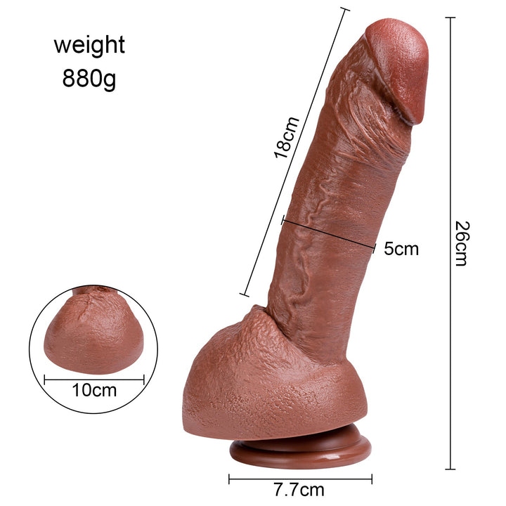 10 Zoll realistischer Dildo mit Saugnapf in Braun