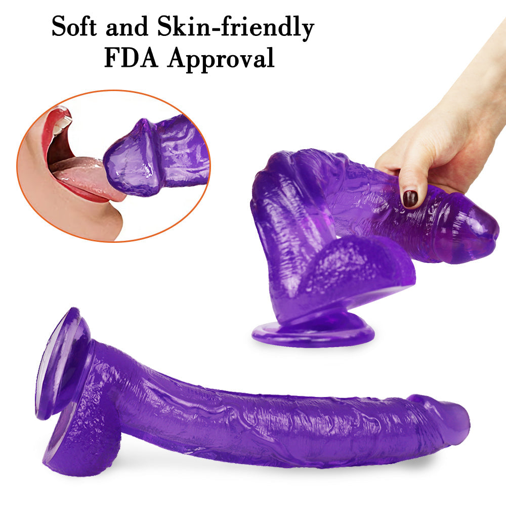 12 Zoll großer violetter Jelly-Dildo mit krummem Mund