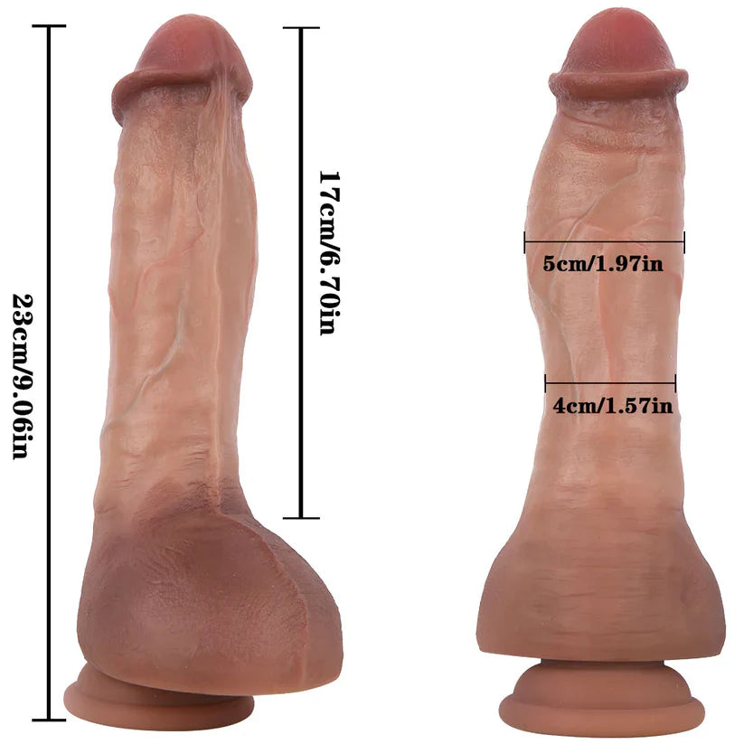 9 Zoll gebogener Dildo, realistisch, mit Saugnapf-Kugeln