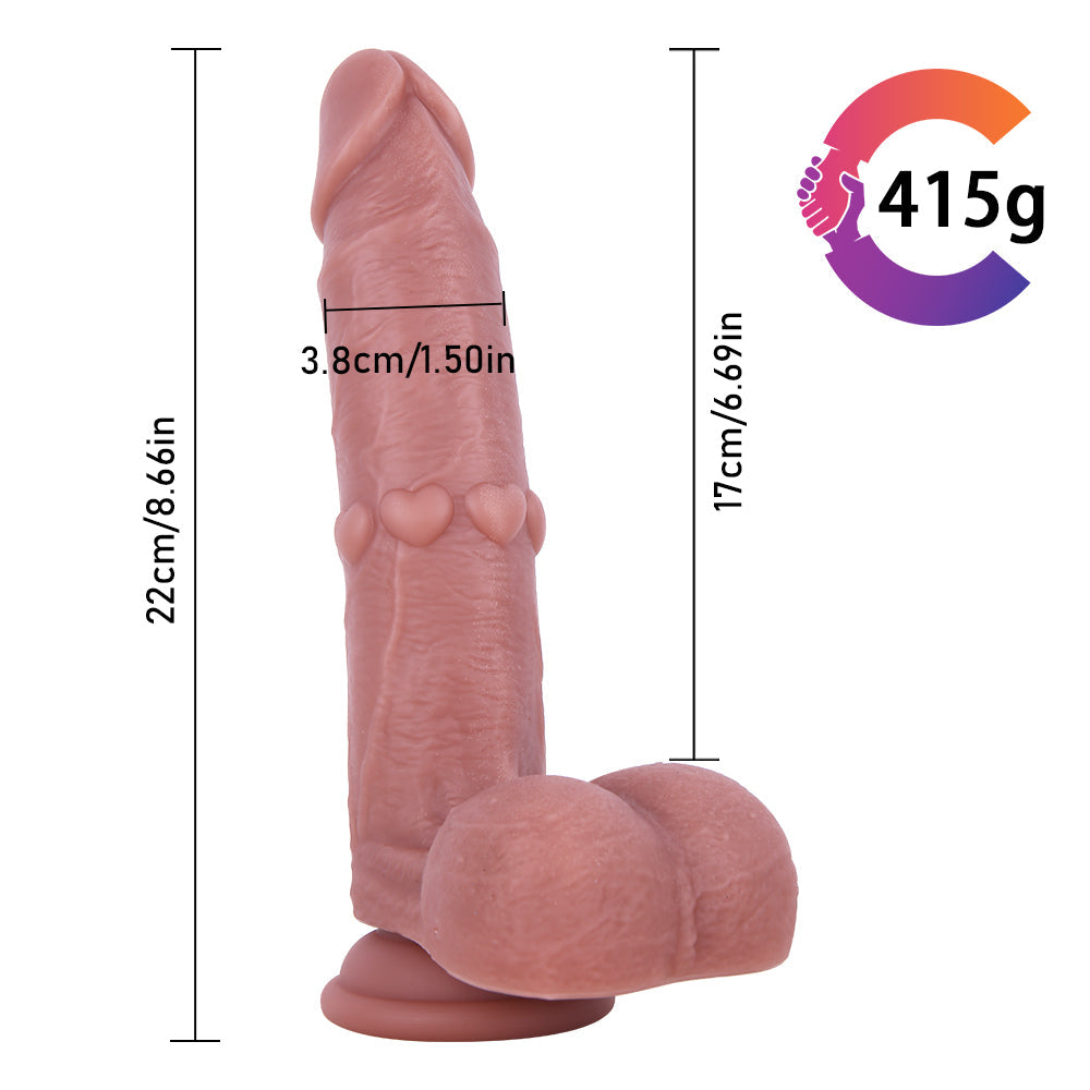 Strukturierter Umschnalldildo mit Herzmotiv