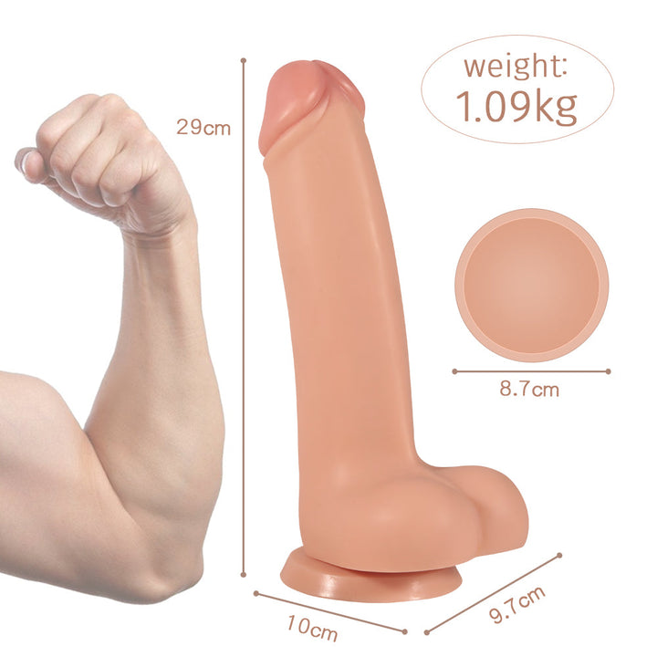 Gebogener realistischer Dildo aus fleischfarbenem PVC