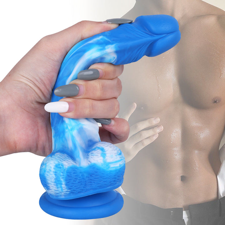 7 Zoll blauer Silikondildo