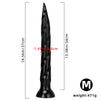 37 cm Black Geriffelter Long Analdildo