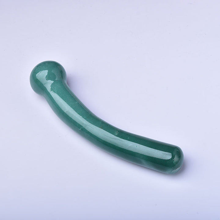 Grüner Aventurin-Dildo aus gebogenem Kristall