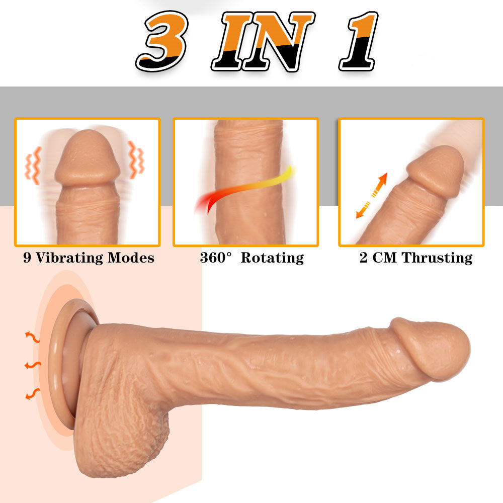 Rotierender Dildo mit vibrierender Fernbedienung