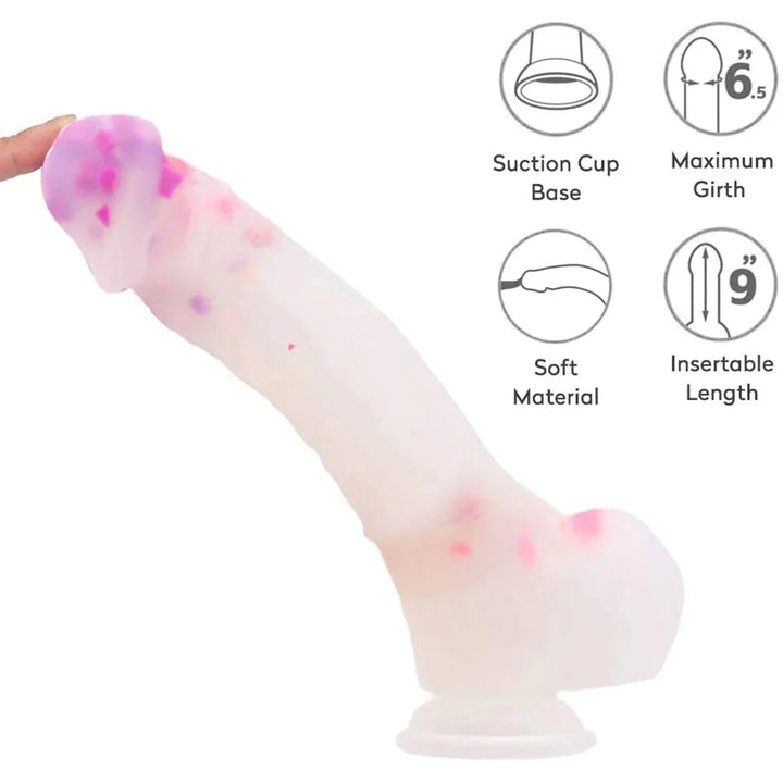 Konfetti-Dildo, Sexspielzeug aus transparentem Silikon