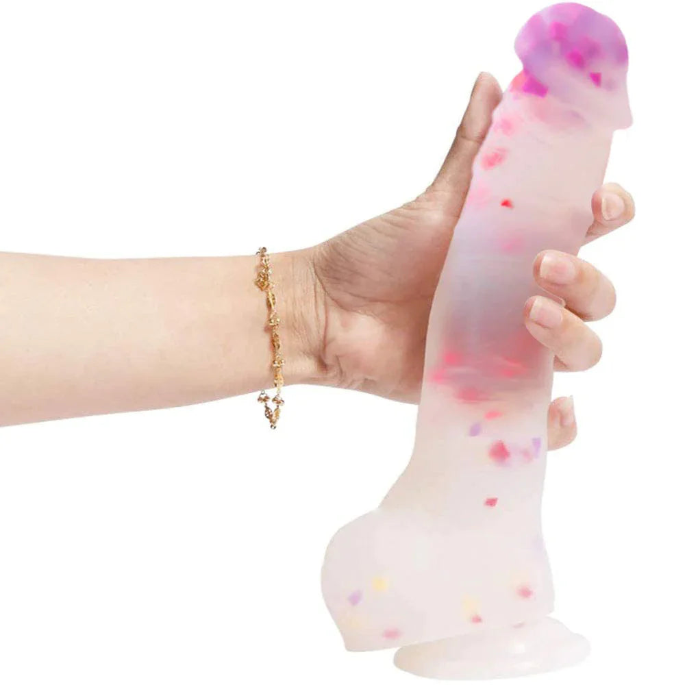 Konfetti-Dildo, Sexspielzeug aus transparentem Silikon