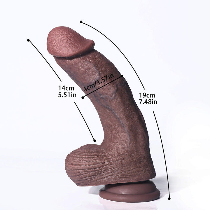 7 Zoll großer, gebogener, realistischer Dildo in Schwarzbraun