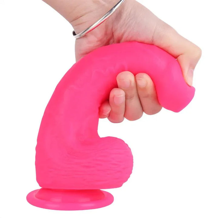 Rosafarbener Dildo aus Silikon zum Anschnallen, unbeschnitten