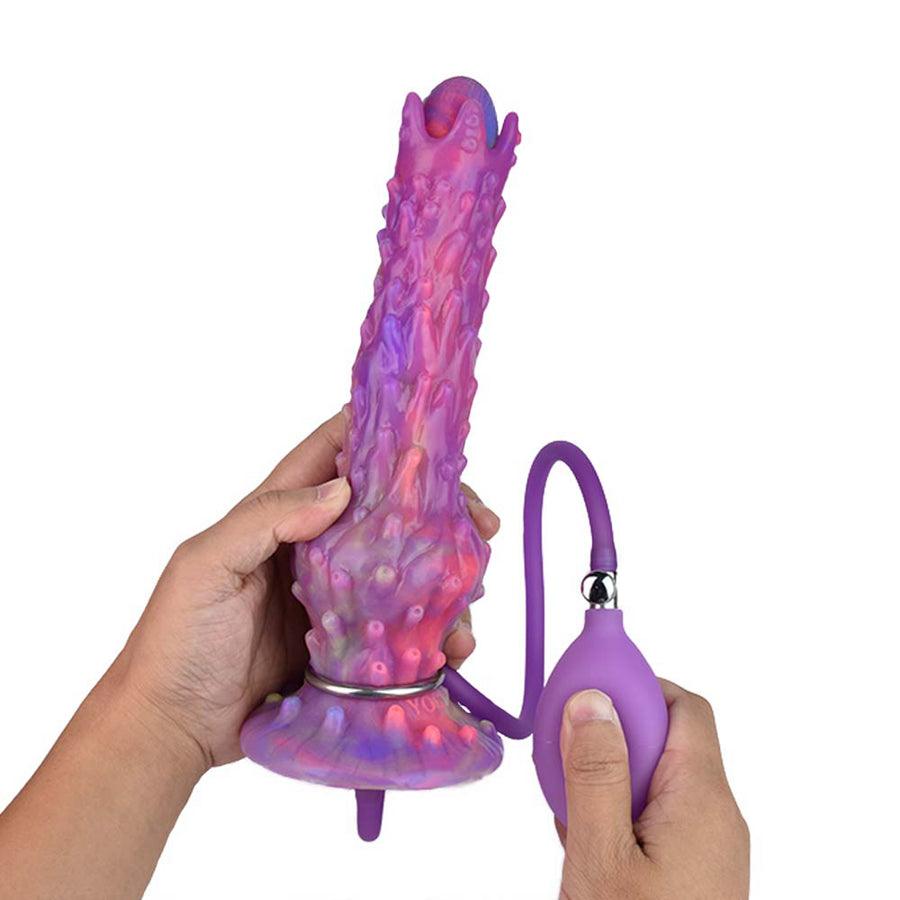 Leuchtender Ovipositor-Dildo aus Silikon mit Airbag-Boost