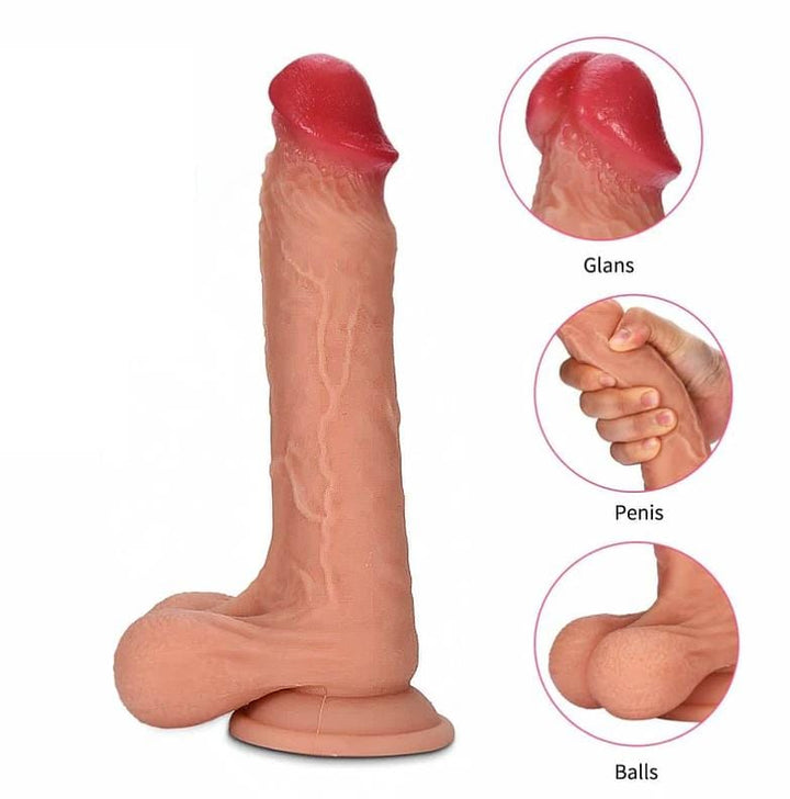 Realistischer Dildo mit Saugnapf und doppelter Dichte aus Silikon