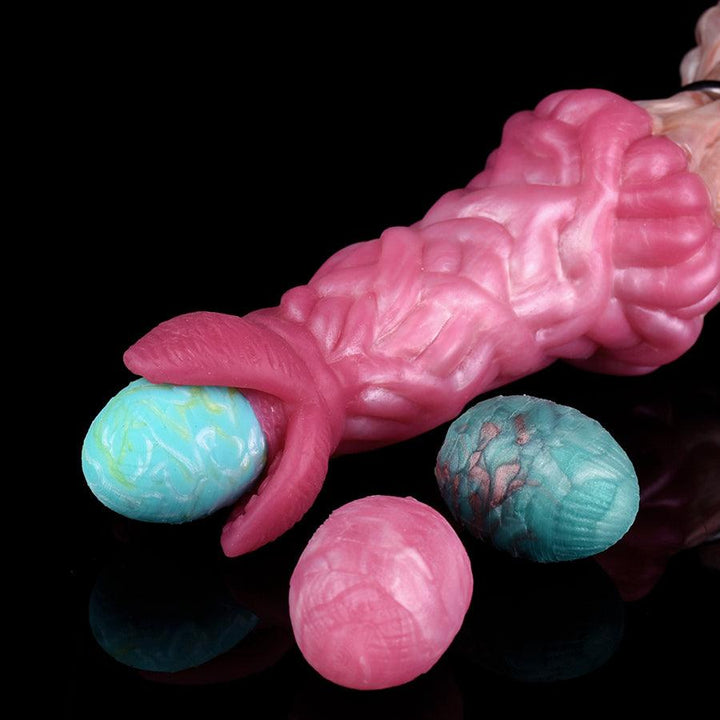 Rosa Alien Ovipositor-Dildo mit Airbag