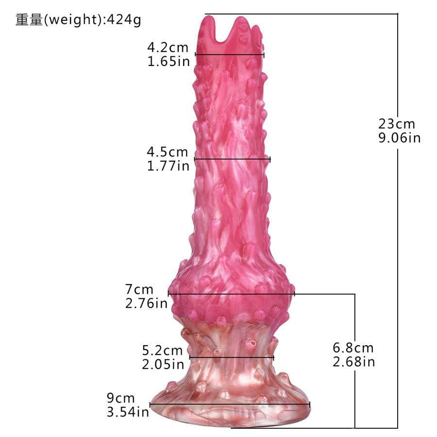 Pinker Alien-Dildo mit manuellem Ovulationsgerät