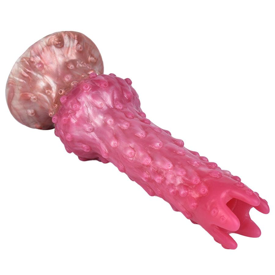 Pinker Alien-Dildo mit manuellem Ovulationsgerät