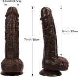 Laden Sie das Bild in den Galerie-Viewer, Best 7 Inch Brown Lifelike Glans Veins Testicles Dildo For Beginners